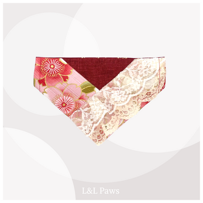 Sakura with Lace Fabric - Red - Kimono Bandana