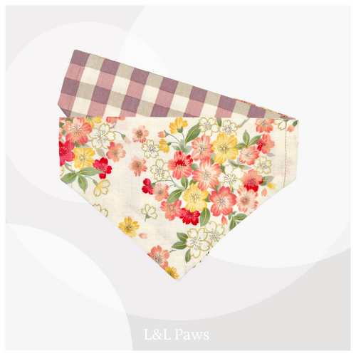 ずっとさくら 白 和バンダナ Authentic Japanese Bandanas 和なバンダナ 犬 猫 ペット 和柄 日本製 手作り ギフト エルエルポウズ