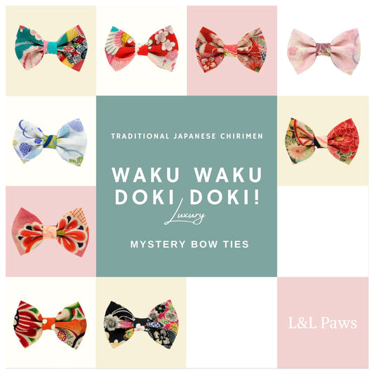 Mystery Bowtie! Chirimen Fabric Selection of 9 Authentic Bowties