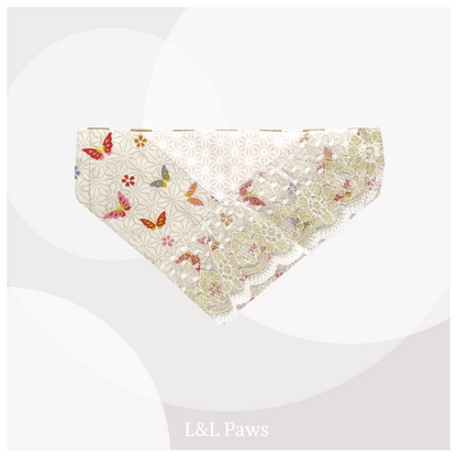 Butterfly with Lace Fabric - White- Kimono Bandana