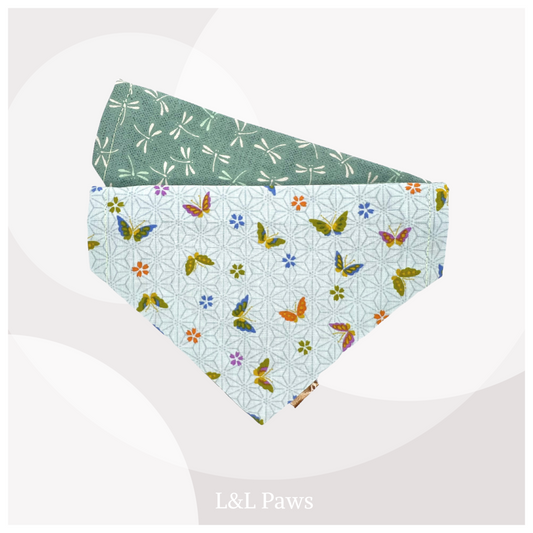 Butterfly and Dragonfly Light Blue - Authentic Japanese Bandana