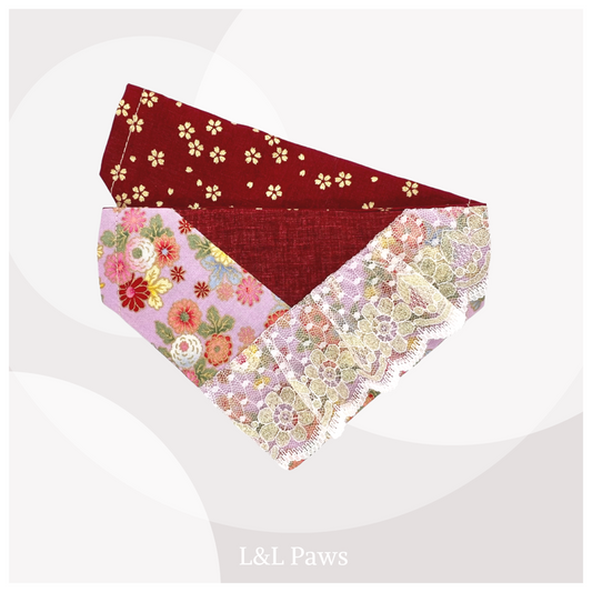 Flower with Lace Fabric - Purple - Kimono Bandana