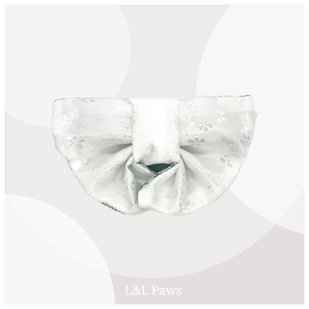 Nami Wave White - Chirimen - Obi Bandana