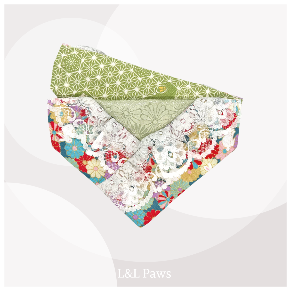 Sweet Rabbits with Lace Fabric - Light Blue - Kimono Bandana