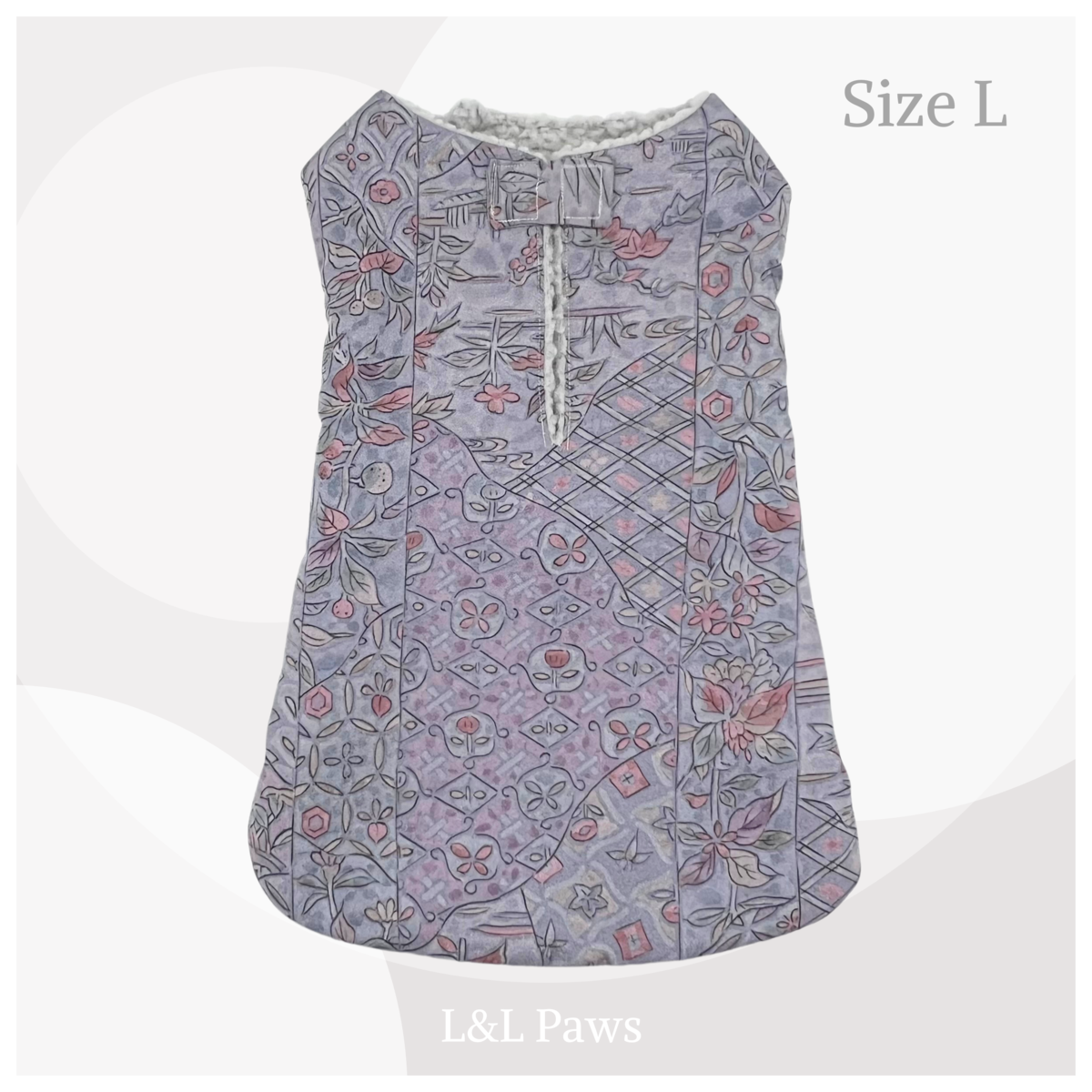 吉祥更紗柄 - 正絹丹後ちりめん着物地 - 冒険コート Lサイズ