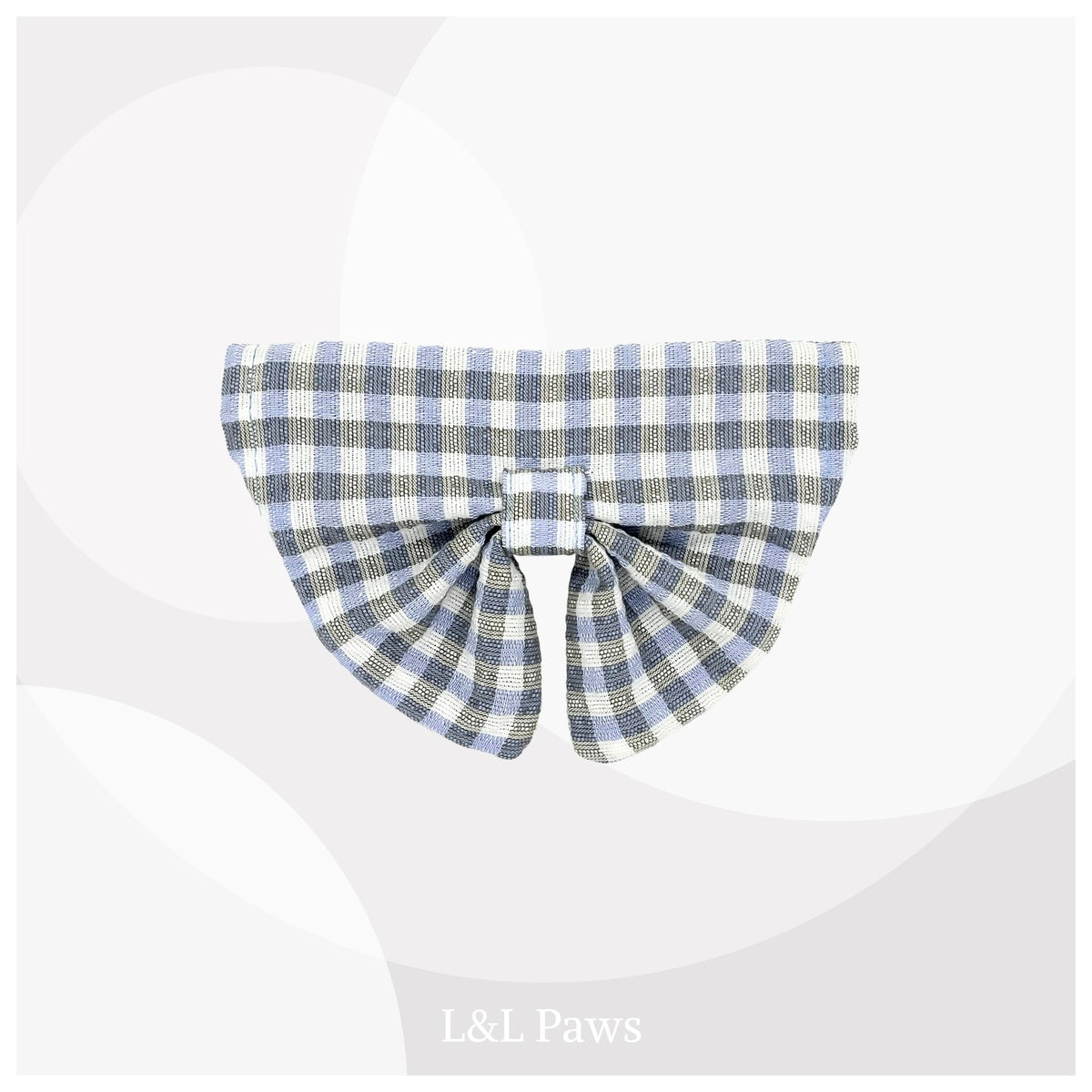 グレーのチェック 阿波しじら織 りぼんバンダナ