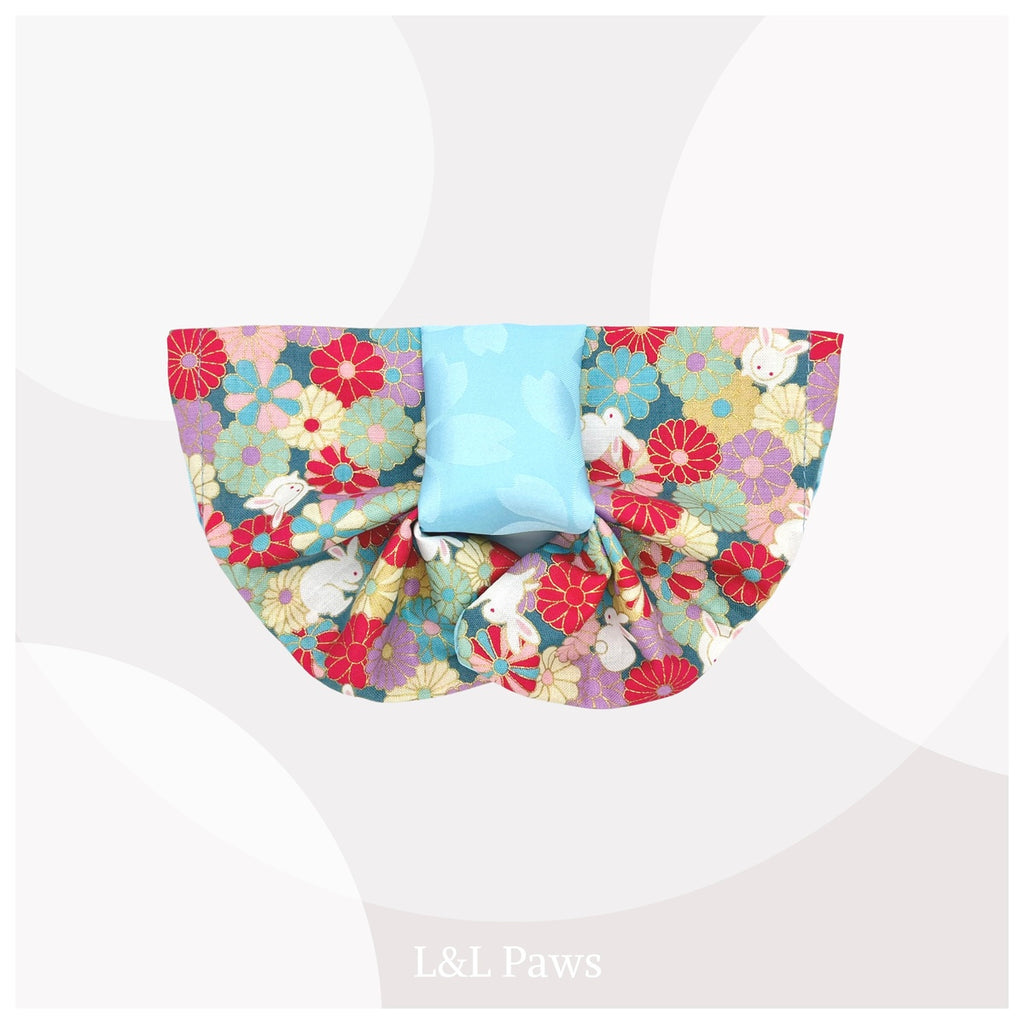 愛うさぎ　水色　帯バンダナ