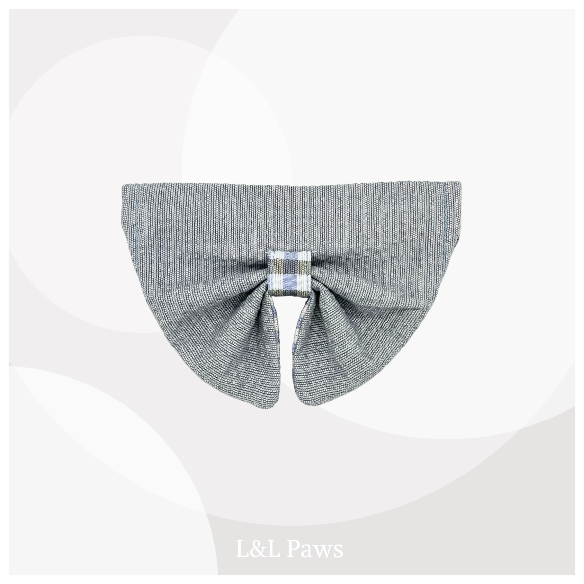 グレーのチェック 阿波しじら織 りぼんバンダナ