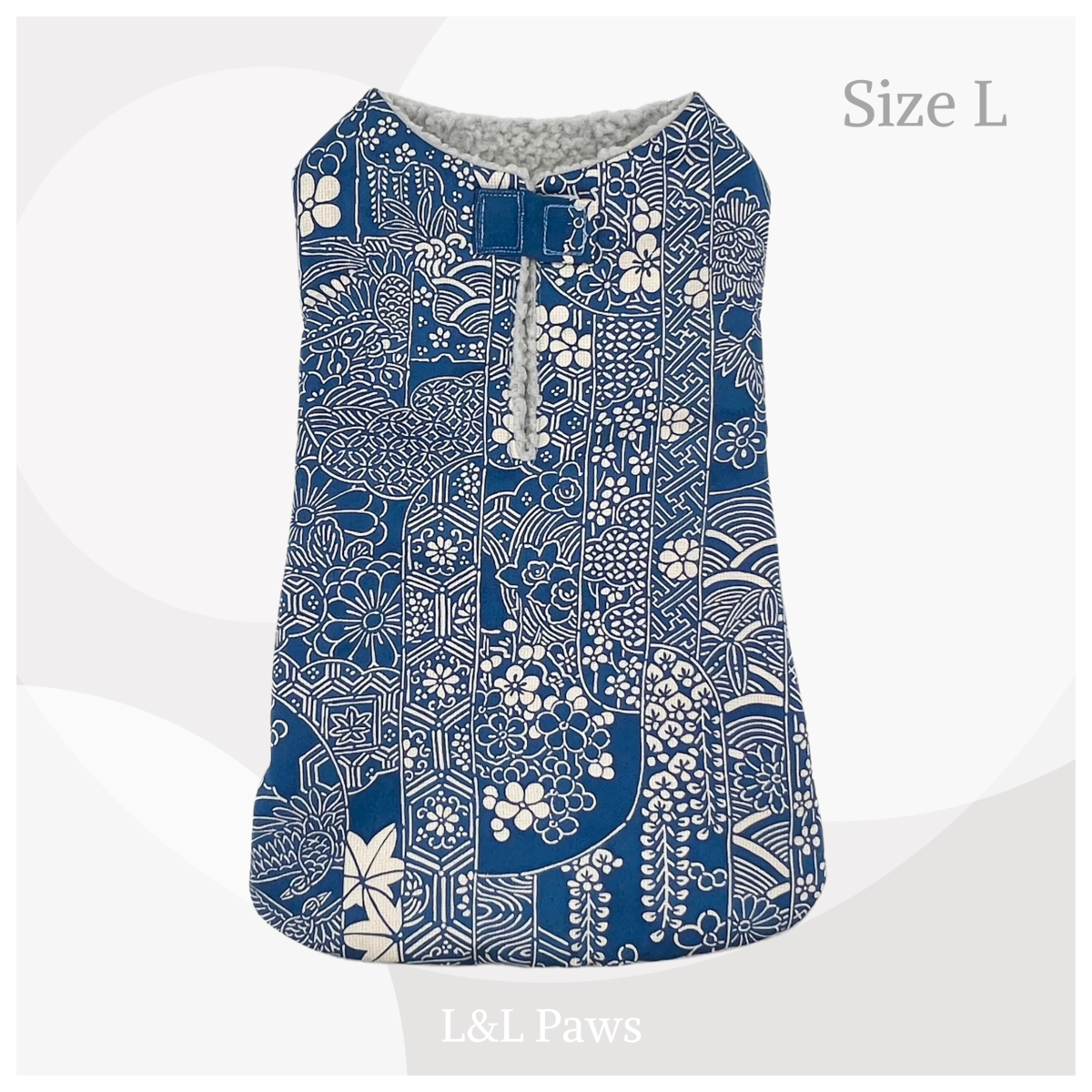 紅葉 吉祥柄 - 正絹丹後ちりめん着物地 - 冒険コート Lサイズ