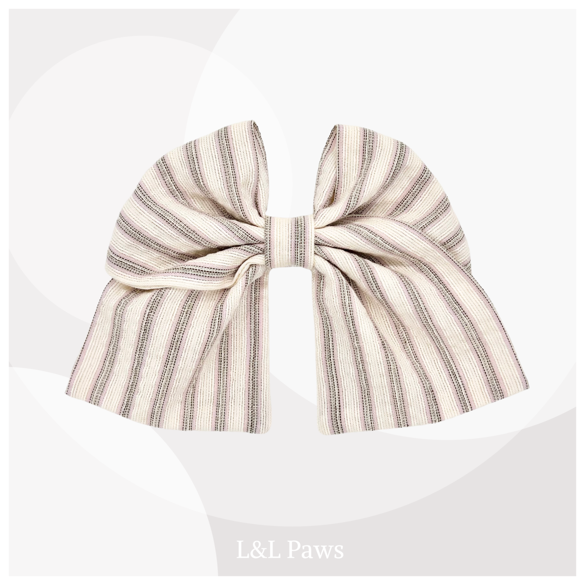 ベージュ縞　阿波しじら織　和リボン