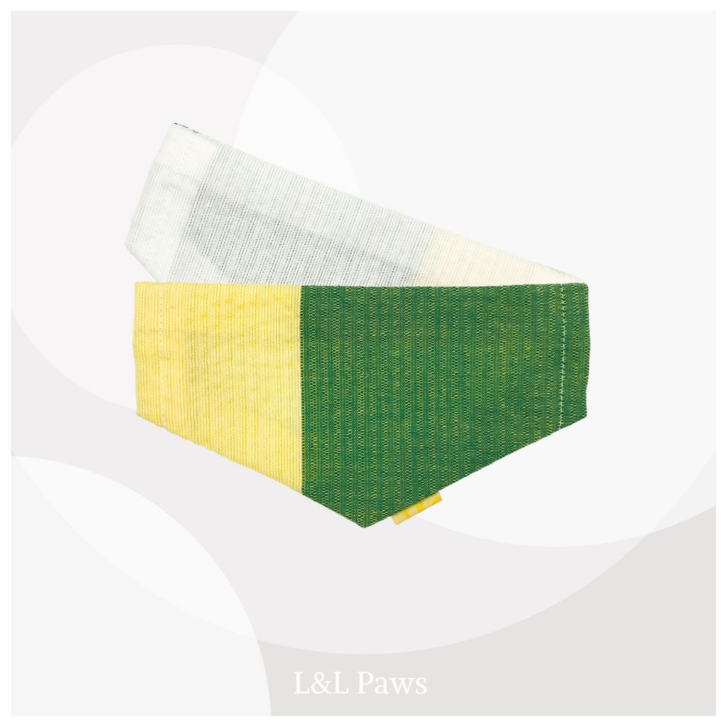 Yellow & Green Awa Shijira-ori  - Mini Bandana