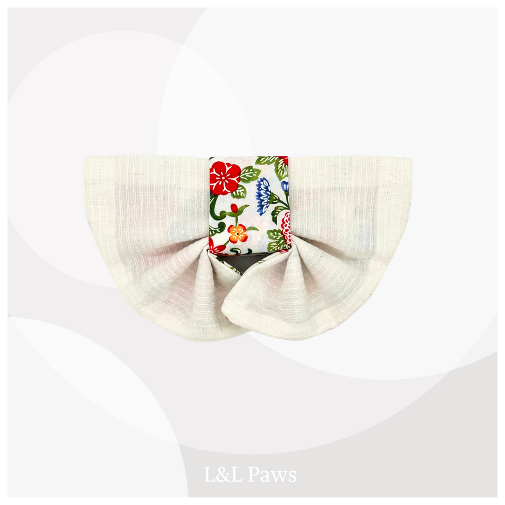 Flower Bingata Design Fabric and Awa Shijira-ori - Obi Bandana