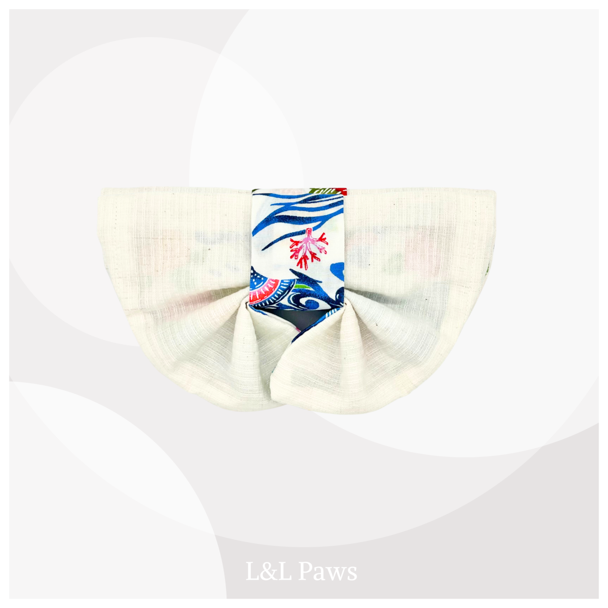 海　紅型風海柄と阿波しじら織　帯バンダナ