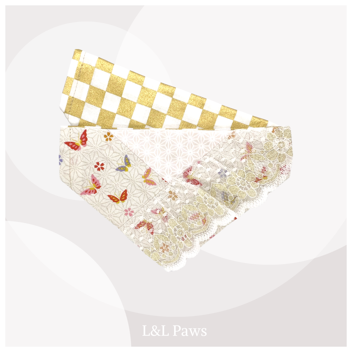 Butterfly with Lace Fabric - White- Kimono Bandana