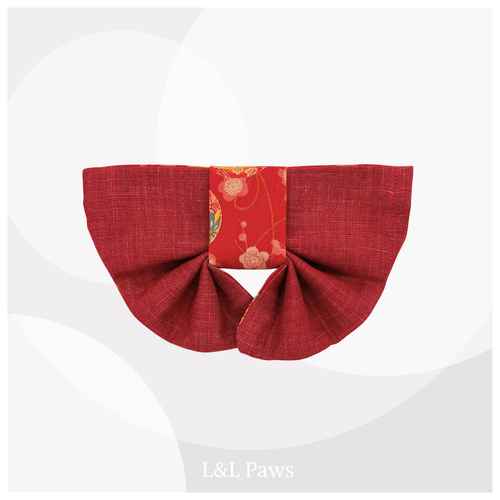 ときめきレトロ鞠 赤 帯バンダナ Obi Bow Bandanas 帯バンダナ 犬 猫 ペット 和柄 日本製 手作り ギフト エルエルポウズ