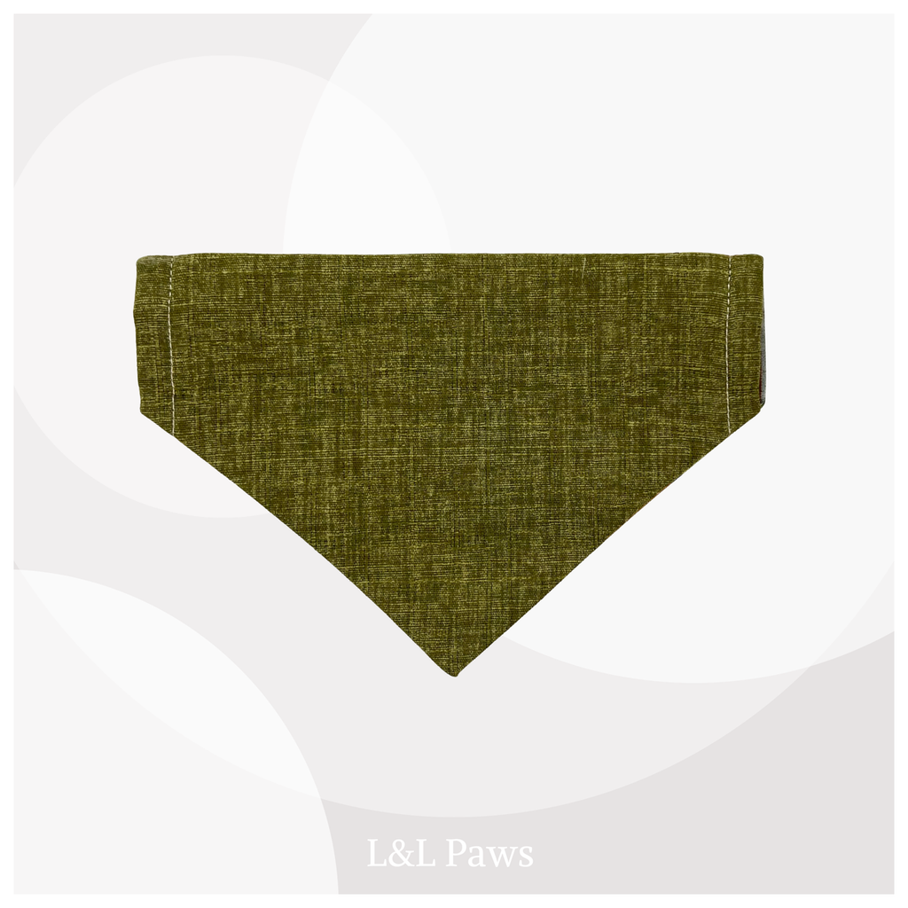オリーブグリーン　正絹　紬　和バンダナ