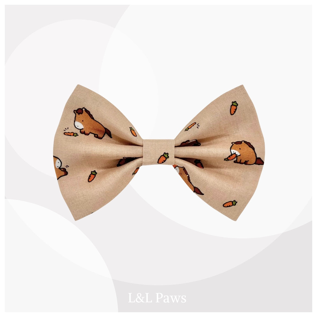 かわいいウマでごあいさつ　ベージュ　ビッグ蝶ネクタイ