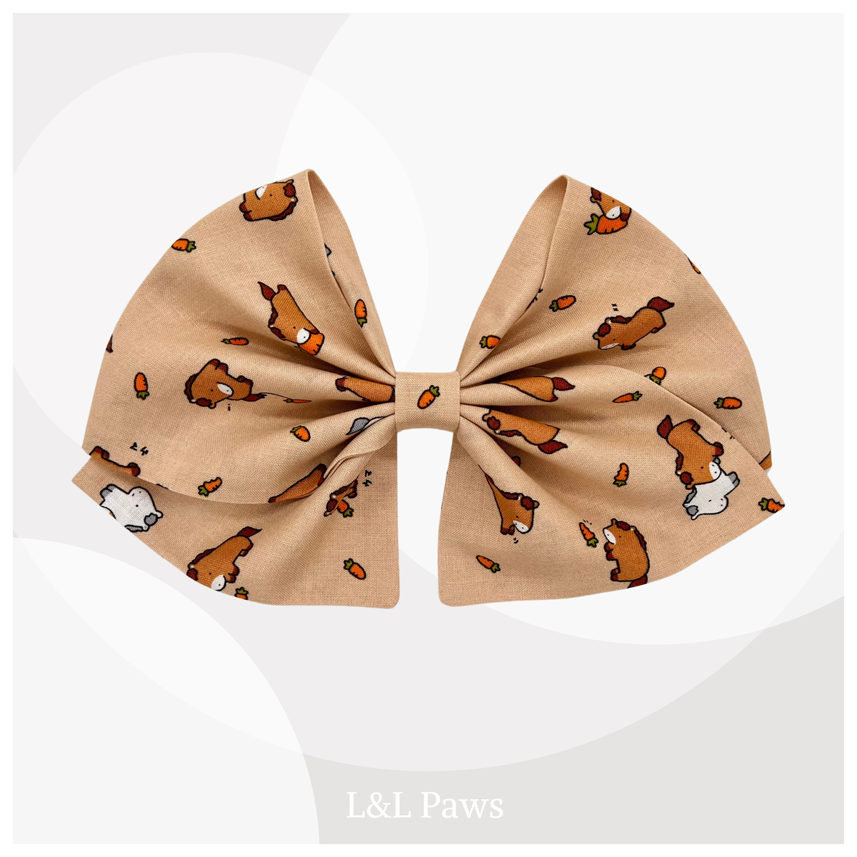 かわいいウマでごあいさつ　ベージュ　帯リボン