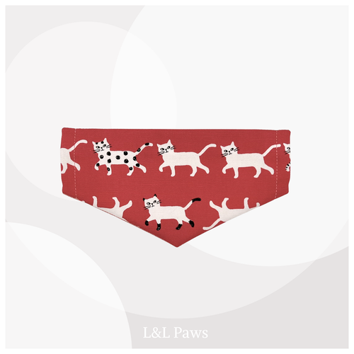 きみが好き！かわいい猫のミニバンダナ 赤 MIni Bandanas ミニバンダナ 犬 猫 ペット 和柄 日本製 手作り ギフト エルエルポウズ