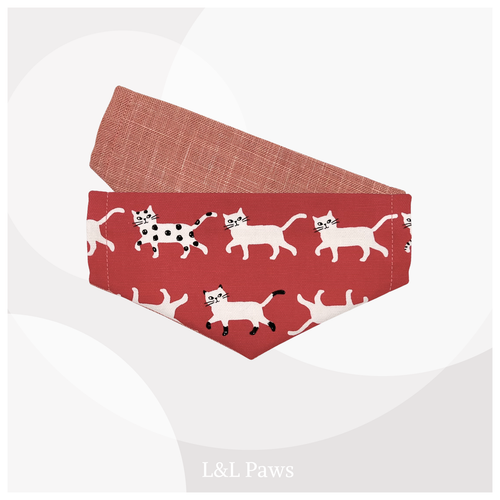 きみが好き！かわいい猫のミニバンダナ 赤 MIni Bandanas ミニバンダナ 犬 猫 ペット 和柄 日本製 手作り ギフト エルエルポウズ