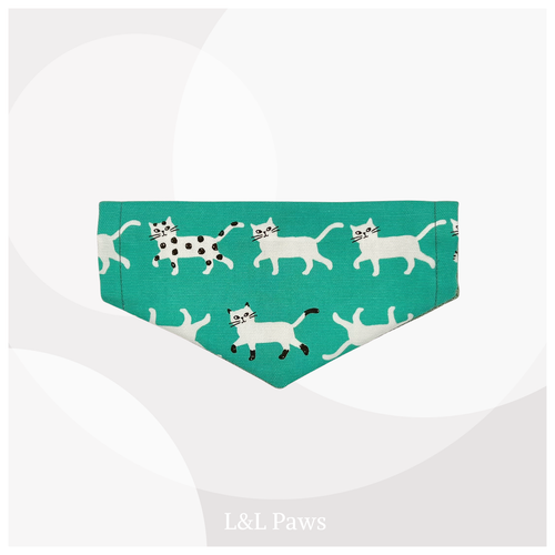 きみが好き！かわいい猫のミニバンダナ 緑 MIni Bandanas ミニバンダナ 犬 猫 ペット 和柄 日本製 手作り ギフト エルエルポウズ