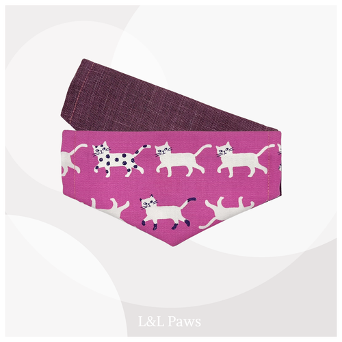 きみが好き！かわいい猫のミニバンダナ ピンク MIni Bandanas ミニバンダナ 犬 猫 ペット 和柄 日本製 手作り ギフト エルエルポウズ