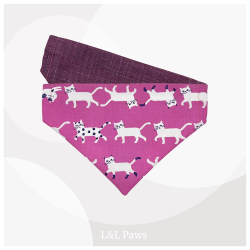 きみが好き！かわいい猫の和バンダナ ピンク Authentic Japanese Bandanas 和なバンダナ 犬 猫 ペット 和柄 日本製 手作り ギフト エルエルポウズ