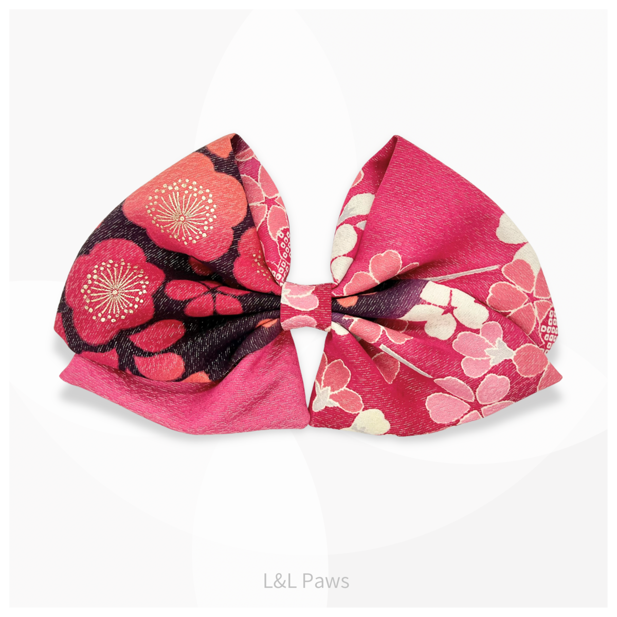 きらきらの花 正絹の振袖地の帯リボン Obi Ribbon Bow Tie 帯リボン 犬 猫 ペット 和柄 日本製 手作り ギフト エルエルポウズ