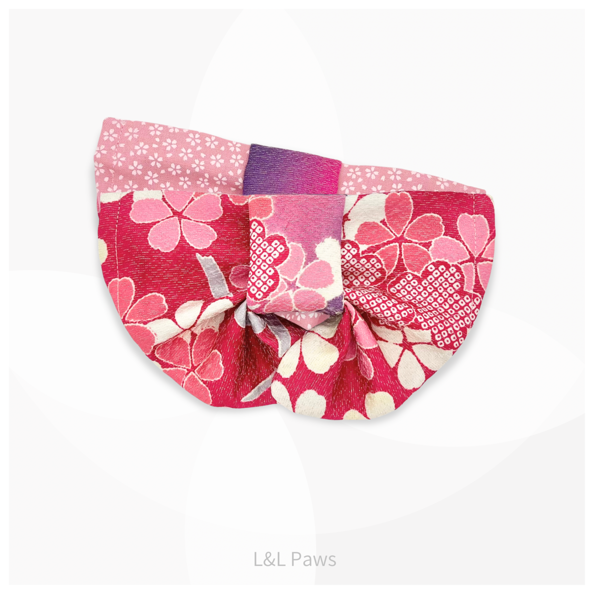 きらきらの花 正絹の振袖地の帯バンダナ Obi Bow Bandanas 帯バンダナ 犬 猫 ペット 和柄 日本製 手作り ギフト エルエルポウズ