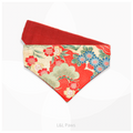 金彩友禅の和バンダナ 赤a Authentic Japanese Bandanas 和なバンダナ 犬 猫 ペット 和柄 日本製 手作り ギフト エルエルポウズ