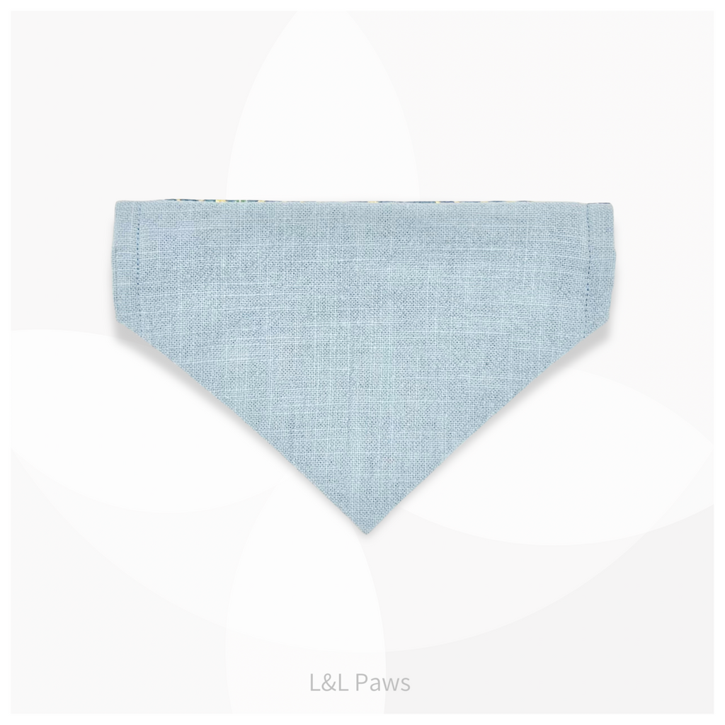 金彩友禅の和バンダナ 青 Authentic Japanese Bandanas 和なバンダナ 犬 猫 ペット 和柄 日本製 手作り ギフト エルエルポウズ