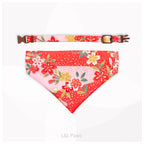金彩友禅の和バンダナと首輪のセット ピンクa Authentic Japanese Bandanas 和なバンダナ 犬 猫 ペット 和柄 日本製 手作り ギフト エルエルポウズ