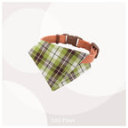 真田紐の首輪(アプリコット）と播州織のダイヤバンダナのセット