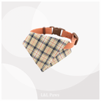 真田紐の首輪(アプリコット）と播州織のダイヤバンダナのセット