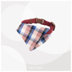 真田紐の首輪(赤）と播州織のダイヤバンダナのセット