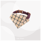 真田紐の首輪(紫）と播州織のダイヤバンダナのセット