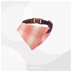 真田紐の首輪(紫）と播州織のダイヤバンダナのセット