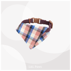 真田紐の首輪(紫）と播州織のダイヤバンダナのセット