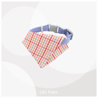 真田紐の首輪(アネモネ）と播州織のダイヤバンダナのセット