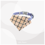 真田紐の首輪(アネモネ）と播州織のダイヤバンダナのセット