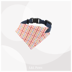 真田紐の首輪(紺）と播州織のダイヤバンダナのセット