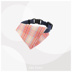 真田紐の首輪(紺）と播州織のダイヤバンダナのセット