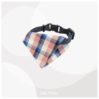 真田紐の首輪(紺）と播州織のダイヤバンダナのセット