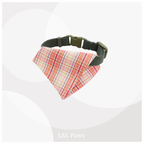 真田紐の首輪(抹茶）と播州織のダイヤバンダナのセット