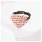 真田紐の首輪(抹茶）と播州織のダイヤバンダナのセット