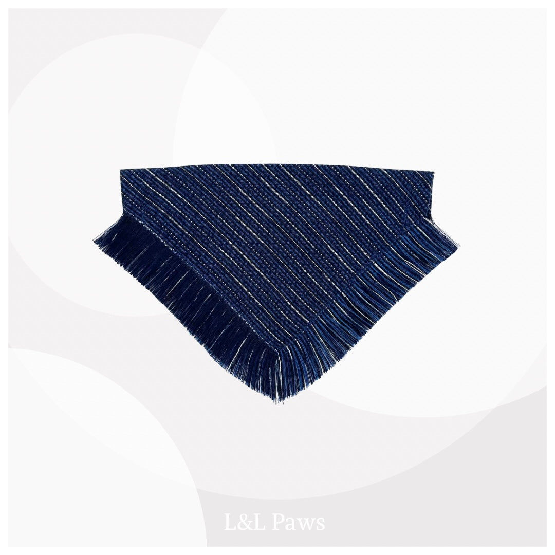保多織の冒険バンダナ｜インディゴストライプ Adventure Fray Bandanas 冒険フレイバンダナ 犬 猫 ペット 和柄 日本製 手作り ギフト エルエルポウズ