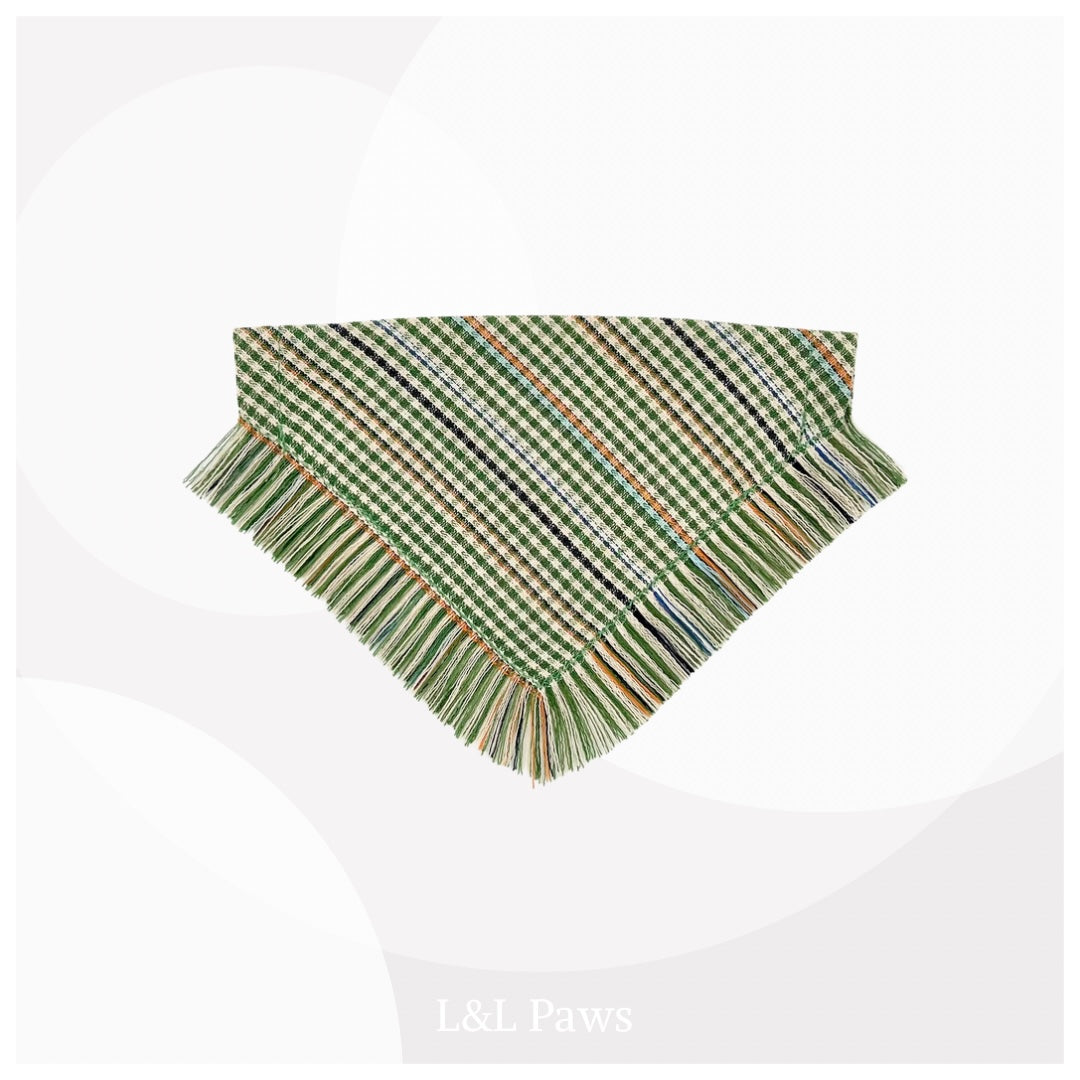 保多織の冒険バンダナ｜グリーンタータン Adventure Fray Bandanas 冒険フレイバンダナ 犬 猫 ペット 和柄 日本製 手作り ギフト エルエルポウズ