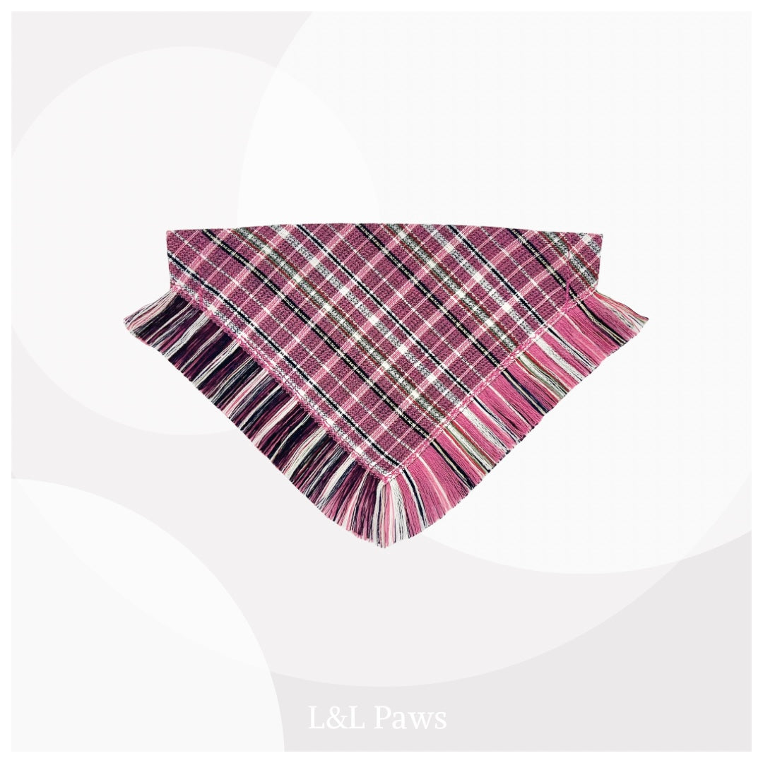 保多織の冒険バンダナ｜モーブタータン Adventure Fray Bandanas 冒険フレイバンダナ 犬 猫 ペット 和柄 日本製 手作り ギフト エルエルポウズ