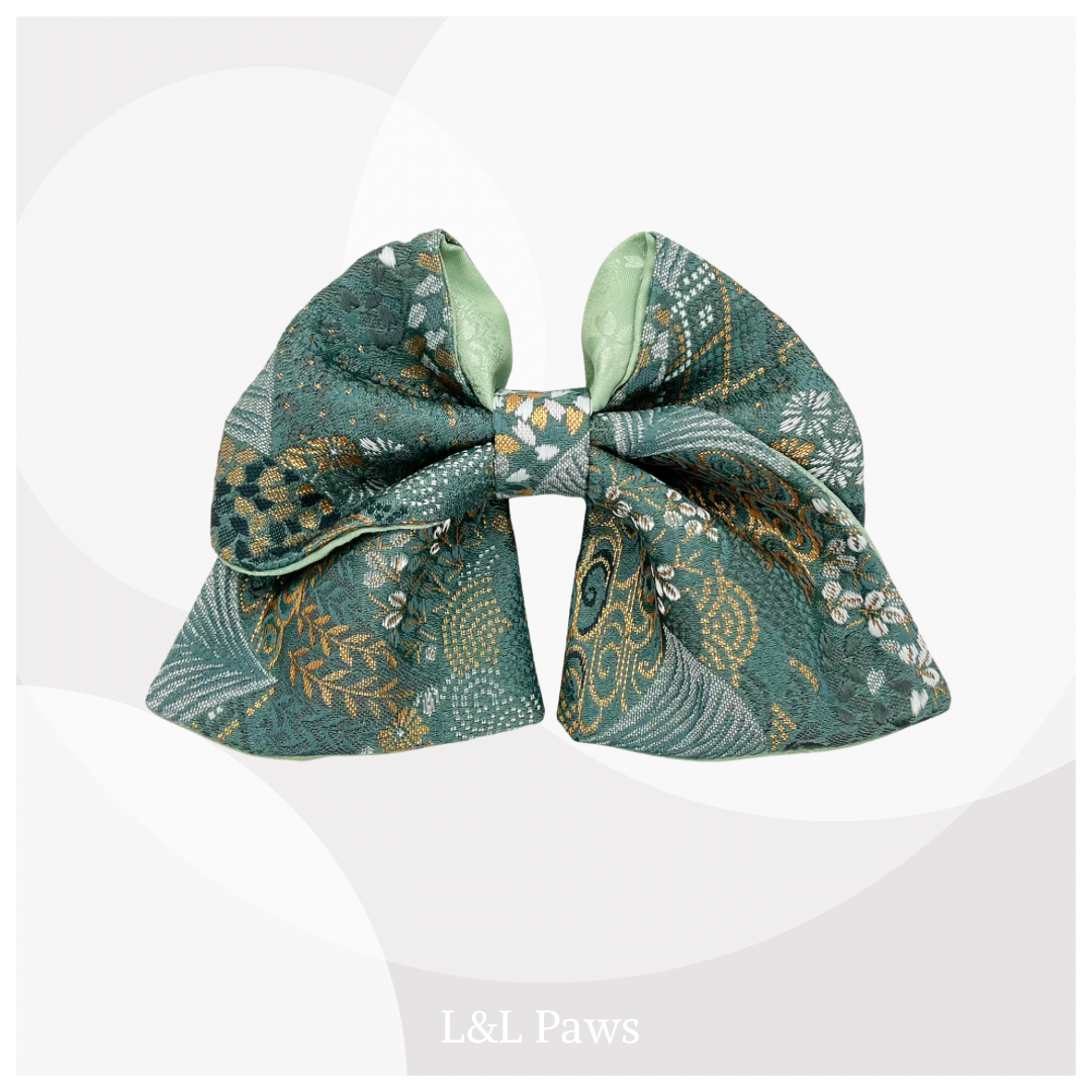 きらめき 青碧扇 京都西陣織金襴の和リボン