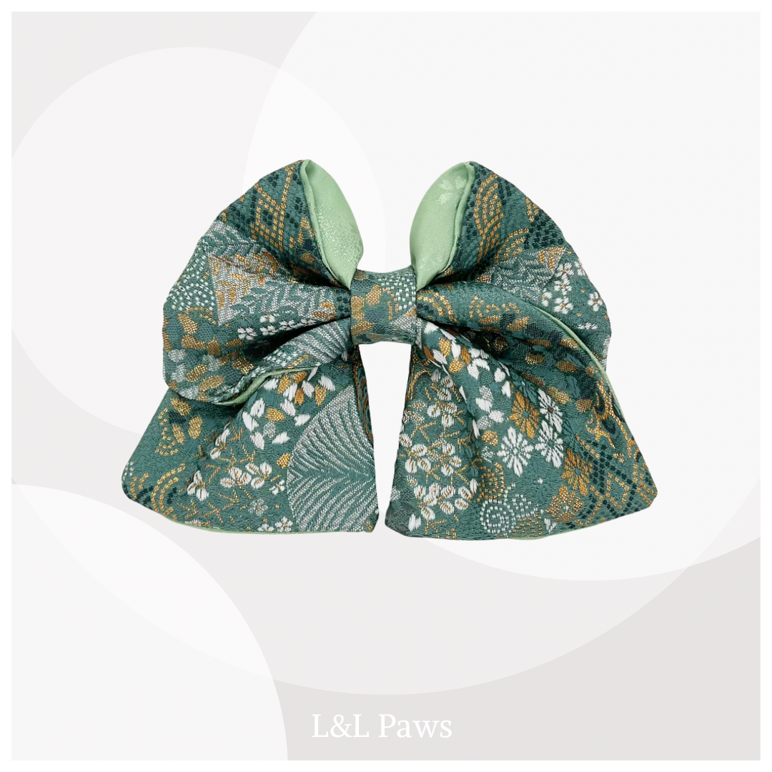 きらめき 青碧扇 京都西陣織金襴の和リボン